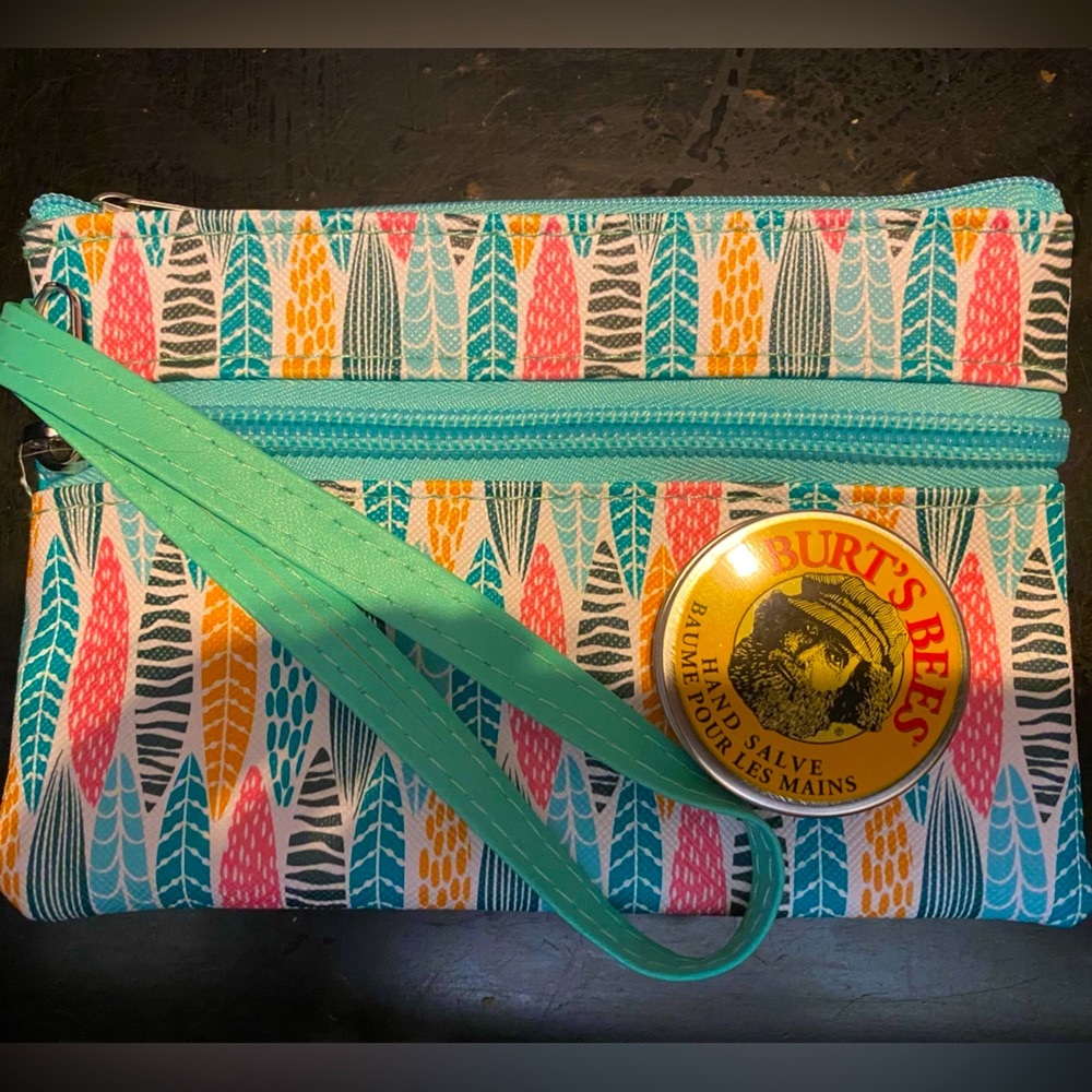 Un-named, Feather Geometrical Multi Colored Multipurpose Storage Bag Wristlet